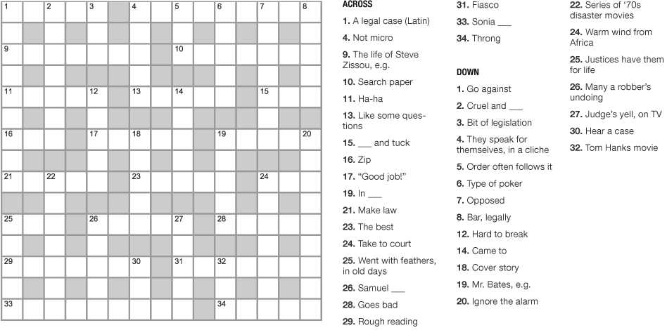 NPR Legal Crossword Puzzle Law Is Cool